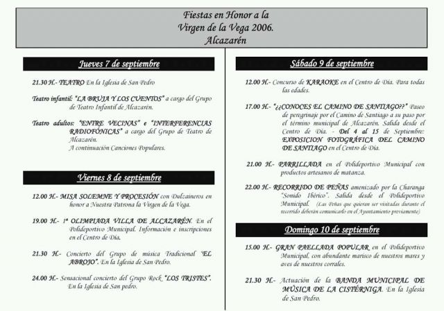 Programa Virgen de la Vega 2006