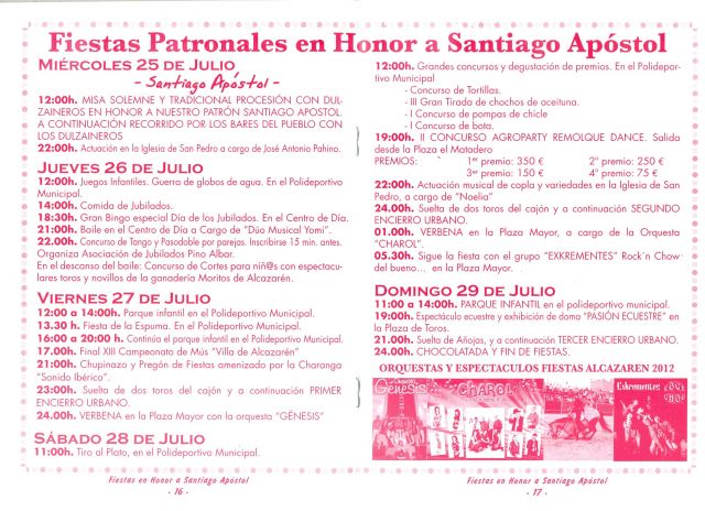 Programa Fiestas de Santiago 2012