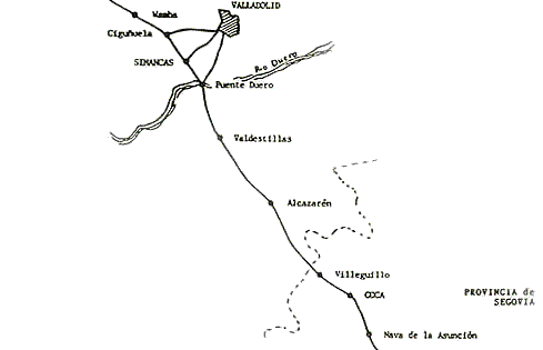 Detalle del camino a su paso por Alcazar�n [enlace externo en otra ventana]